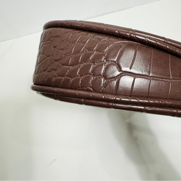 JW PEl Women's Shoulder Handbag in faux leather Brown Croc - Picture 9 of 10